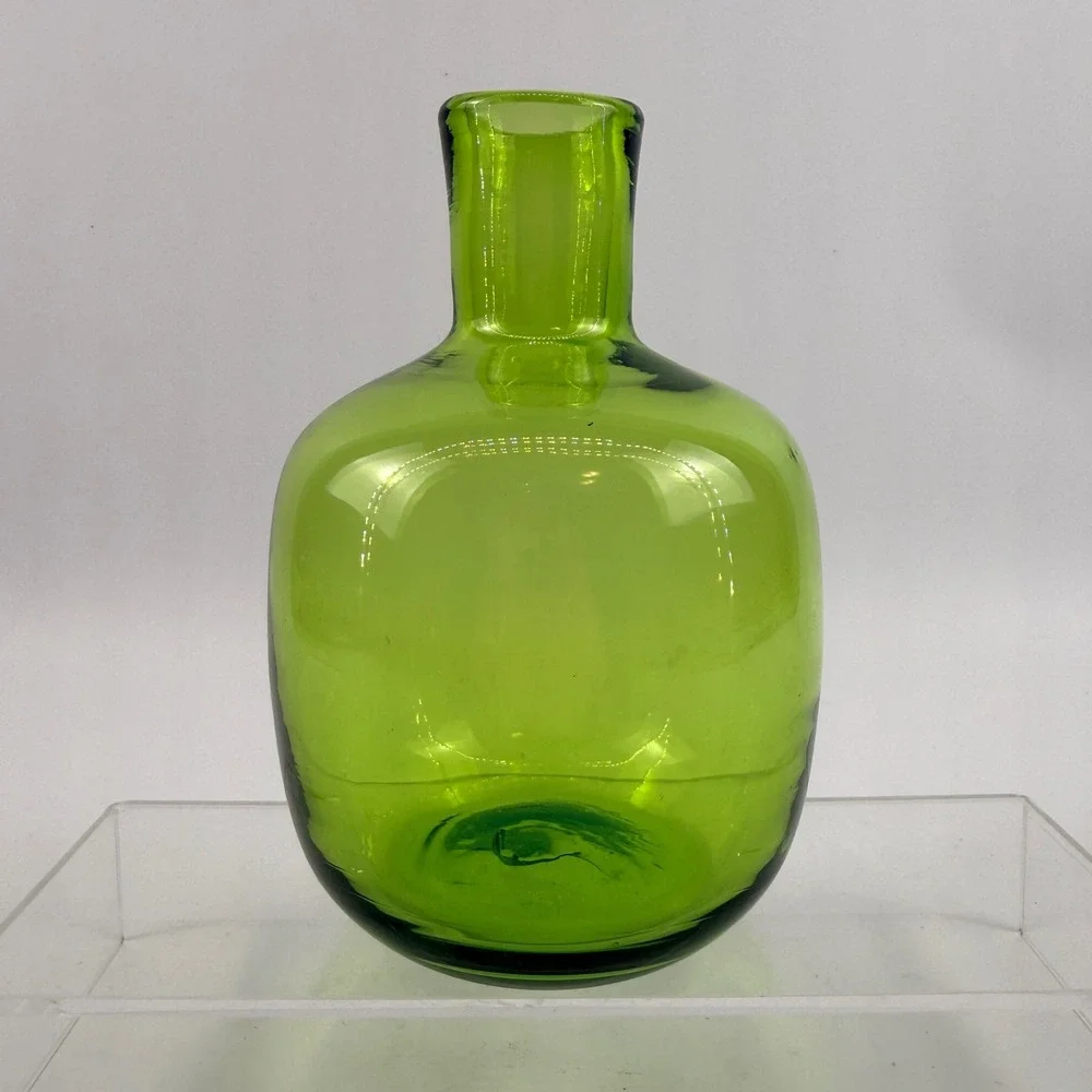 Vintage Blenko 6424 Olive Green Art Glass Bud Vase Bottle Mid Century MCM